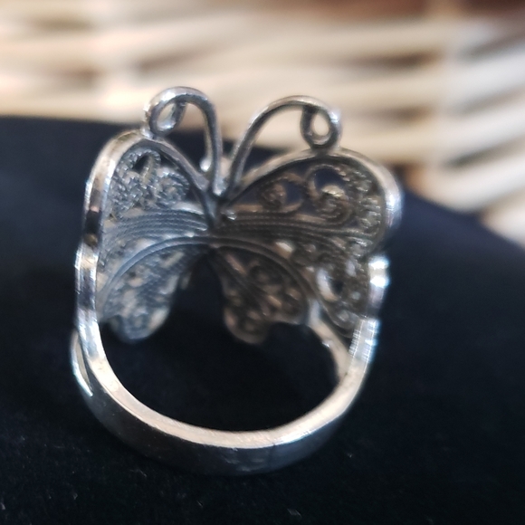 Intricate SS filigree butterfly ring - Picture 2 of 3